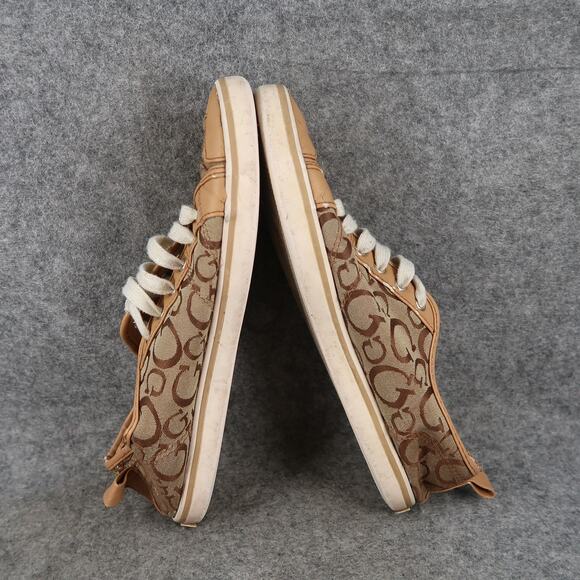 Guess Shoes Womens 9.5 Fashion Sneakers Lace Up Casual Flat Logo Brown - Picture 8 of 13